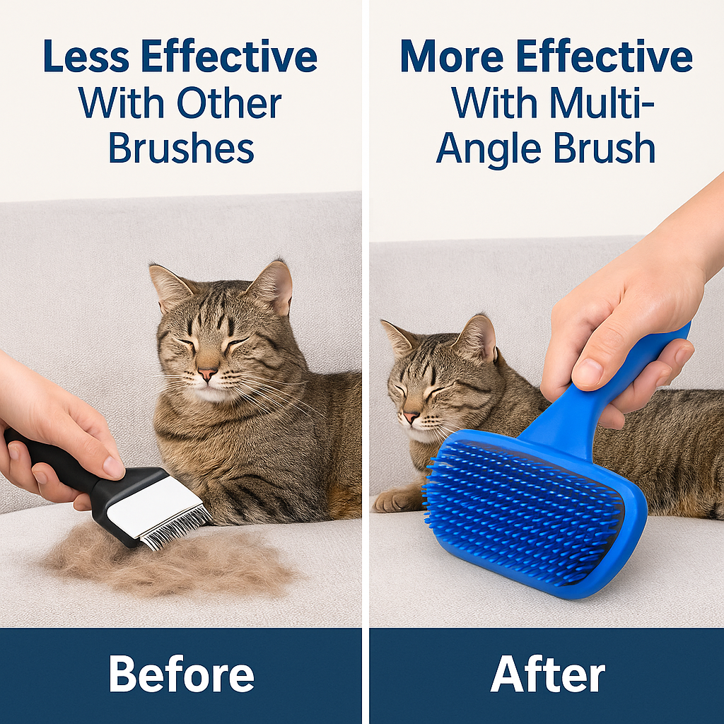 Multi-Angle Pet Grooming Brush for Dogs & Cats
