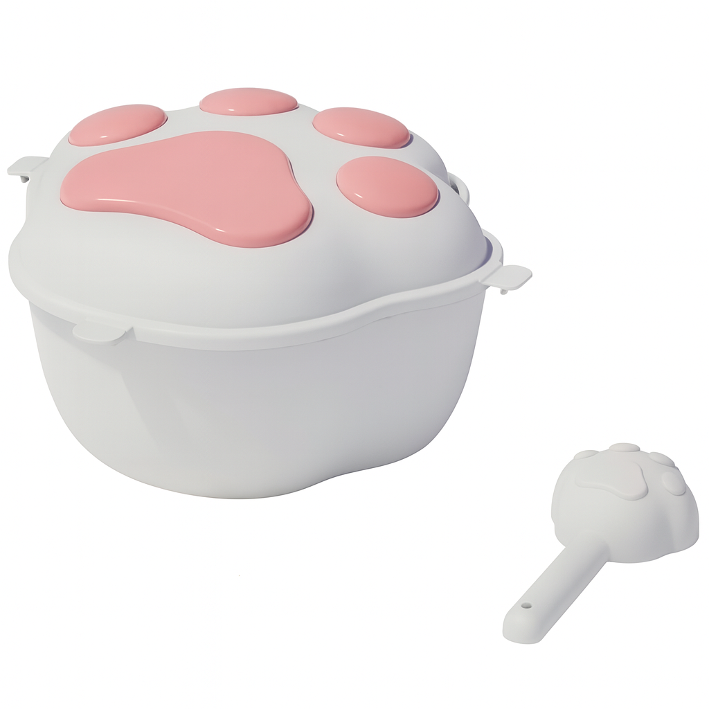PawPrint™ Airtight Pet Food Storage Container with Matching Scoop – Odor-Proof, Moisture-Proof & Cute Paw Design