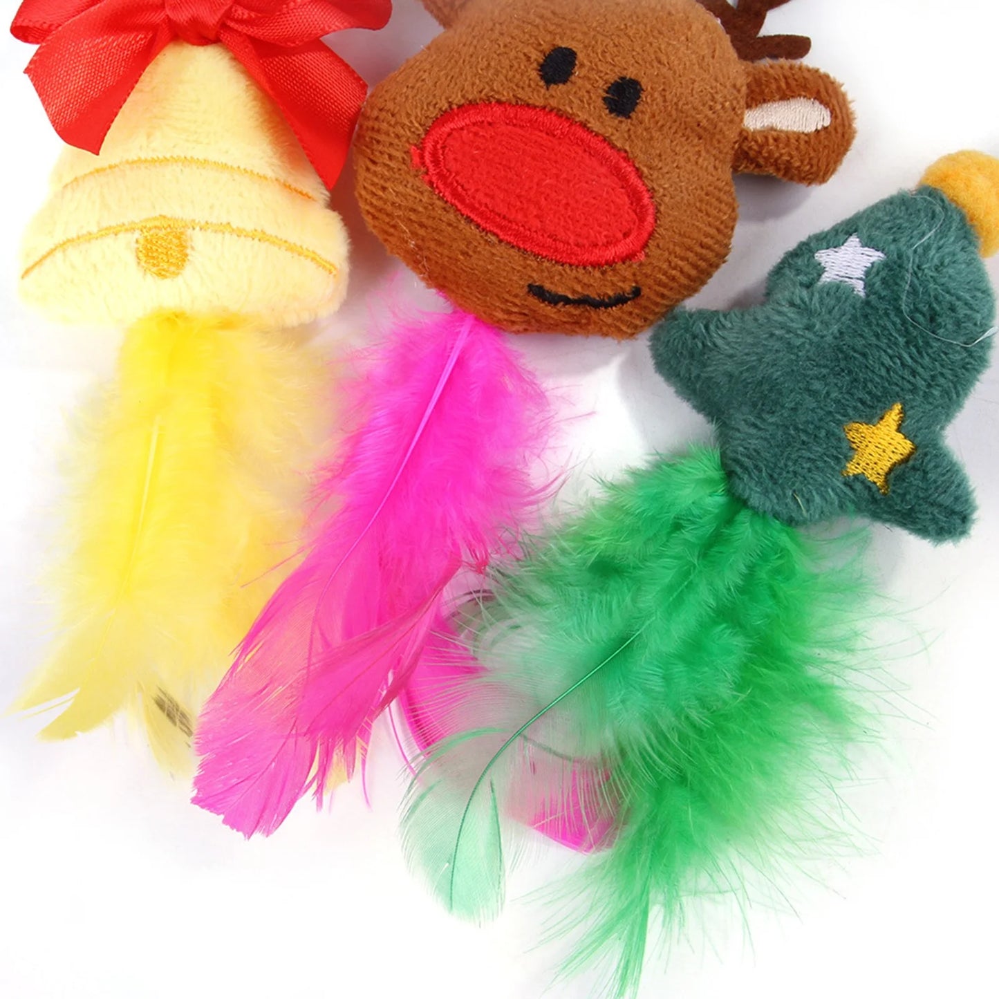 Christmas Cat Toys Set with Funny Cat Stick, Multi-Color