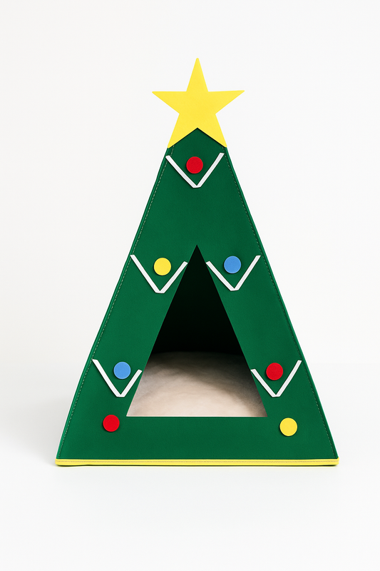 🎄 Cozy Christmas Tree Cat Bed – Warm, Soft & Festive Hideaway