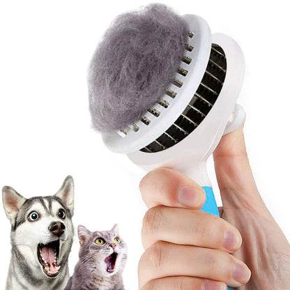 Cat and Dog Brush, Self Cleaning Deshedding Tool for Undercoat, Mats, Knots, Flakes - All Hair Lengths