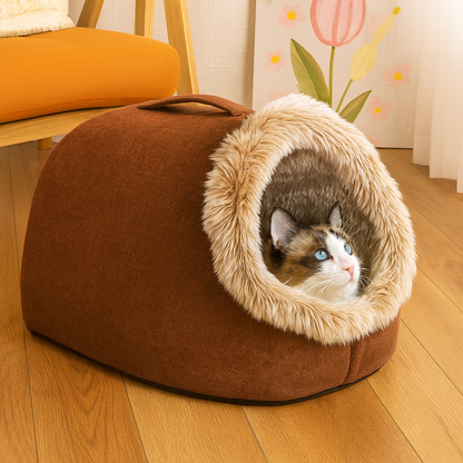 Cozy Pet Cave Bed – Warm Enclosed Nest for Cats & Small Dogs