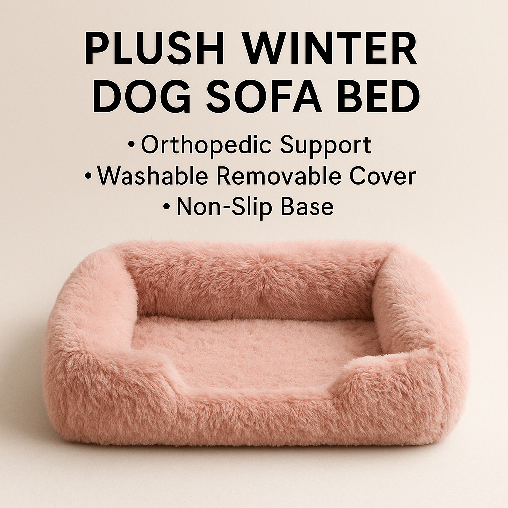 Cozy Winter Dog Bed Sofa – Plush Warm Pet Couch for Small, Medium & Large Dogs | Non-Slip, Washable, Orthopedic Comfort