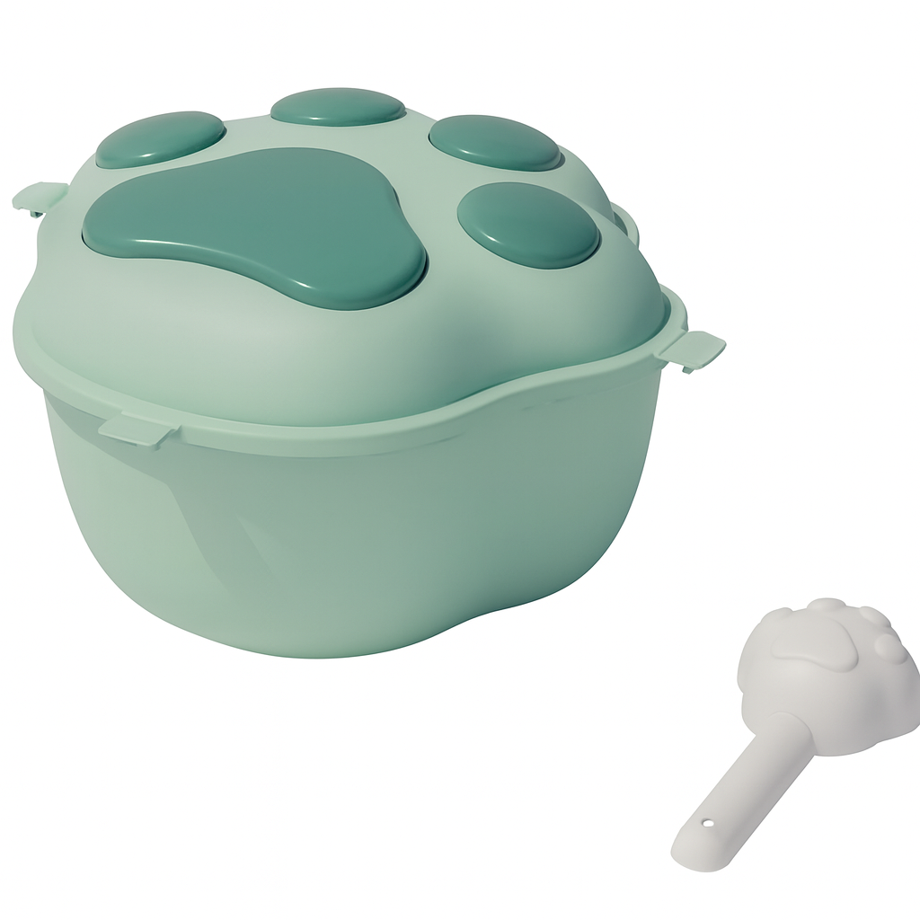 PawPrint™ Airtight Pet Food Storage Container with Matching Scoop – Odor-Proof, Moisture-Proof & Cute Paw Design