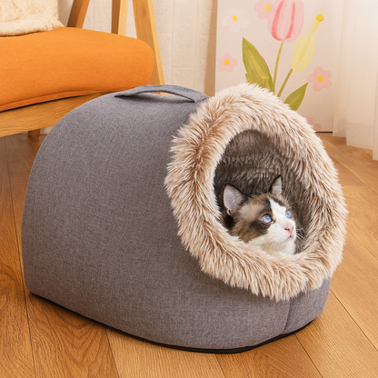 Cozy Pet Cave Bed – Warm Enclosed Nest for Cats & Small Dogs