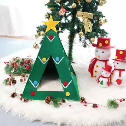 1 Pc Autumn Winter Warm Cat Felt Bed House Christmas Tree Shape Nest Comfortable Bed Cave for Pet Cats Kitty Puppy Pet Supplies